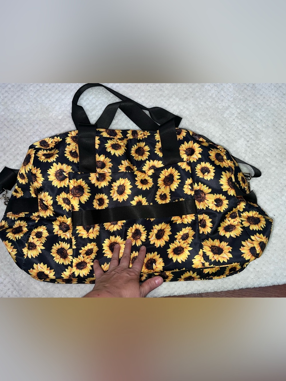 Sunflower Print Women’s Tote Bag - Black & Yellow